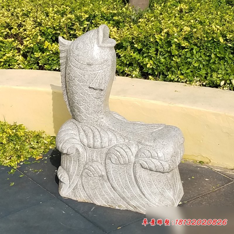 石雕鱼，公园喷泉鱼石雕