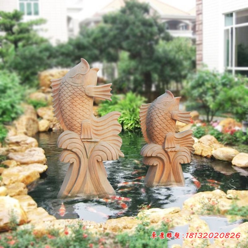 石雕鱼，喷水鱼石雕