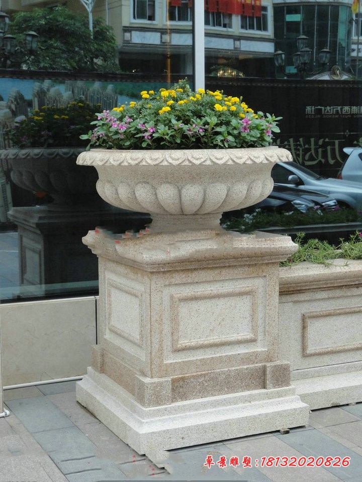 售楼部花盆雕塑大理石花盆石雕