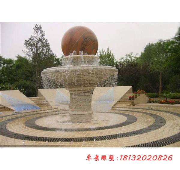 双层风水球喷泉石雕公园景观雕塑