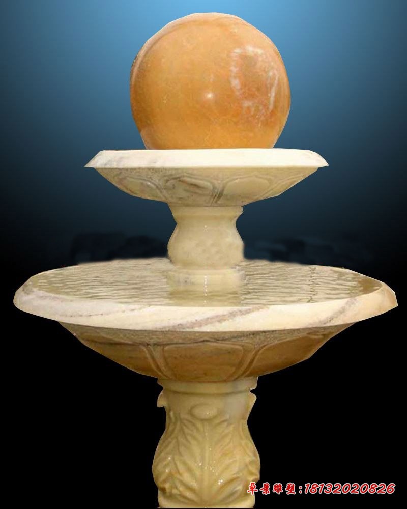 双层风水球石雕 风水球喷泉石雕