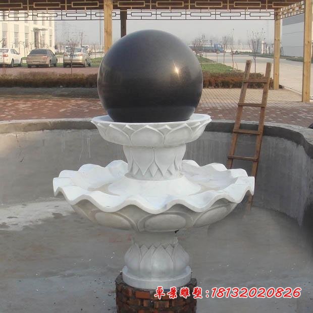 双层风水球石雕 公园风水球喷泉雕塑