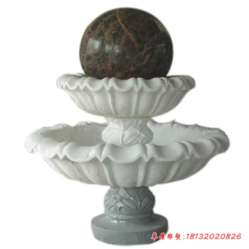 双层风水球石雕,别墅风水球喷泉雕塑
