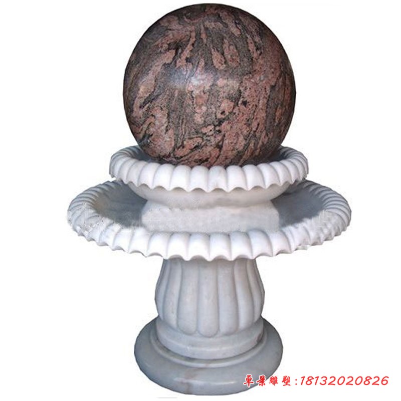 双层风水球石雕,别墅风水球喷泉雕塑 (2)