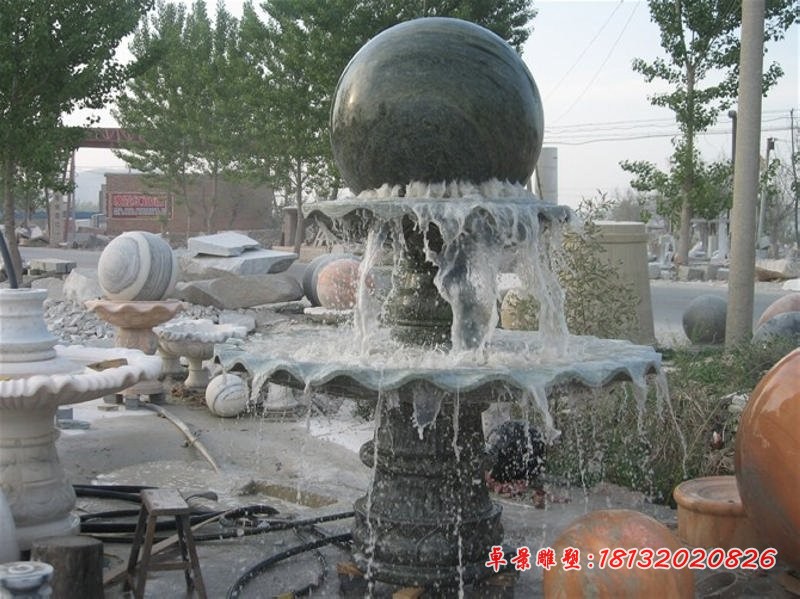 双层风水球石雕风水球喷泉雕塑