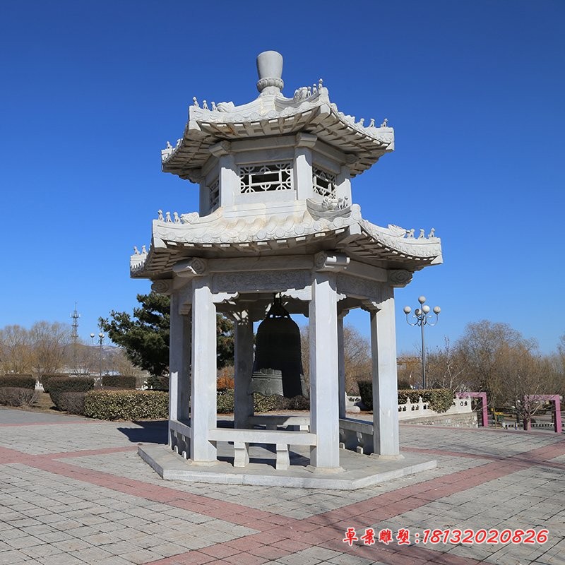 双层凉亭石雕，广场石亭子