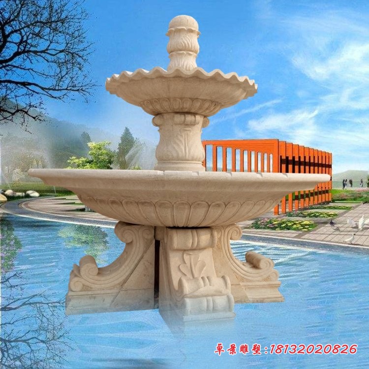 双层喷泉石雕，欧式喷泉