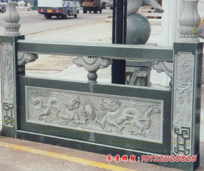 双龙戏珠浮雕栏板,公园桥梁栏板石雕