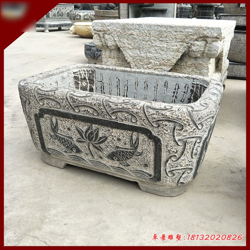 水缸石雕，仿古水缸雕塑