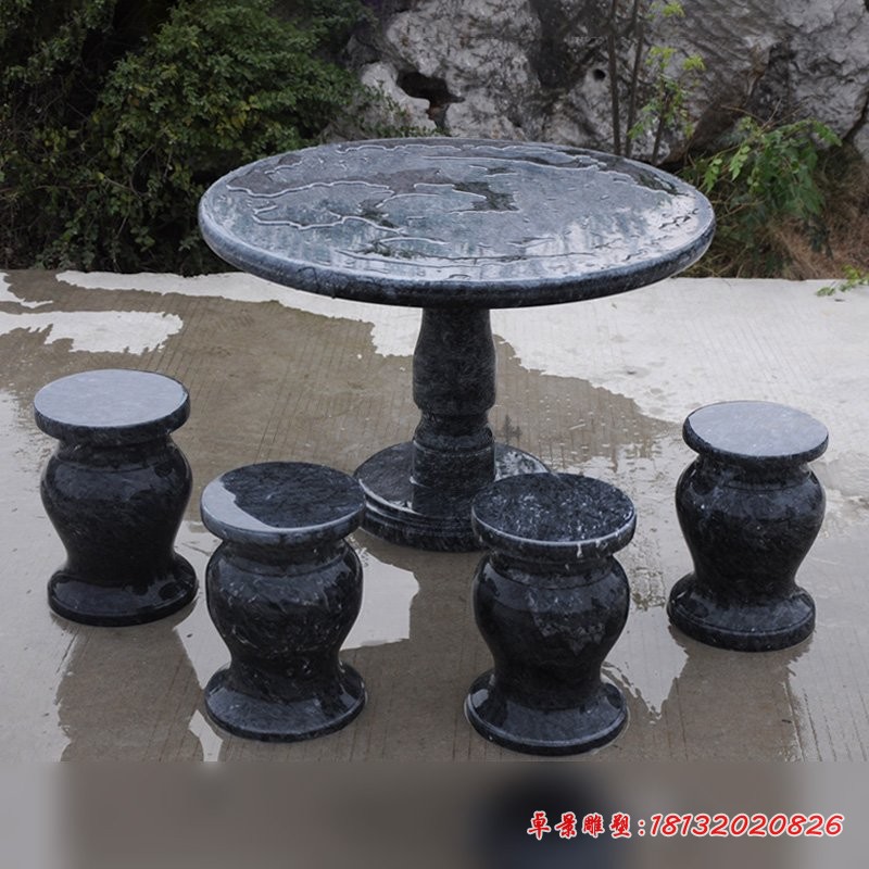 水磨石桌石凳，圆桌圆凳