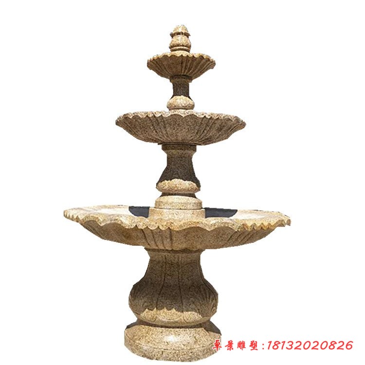 别墅石雕喷泉，景观喷水盆 (5)