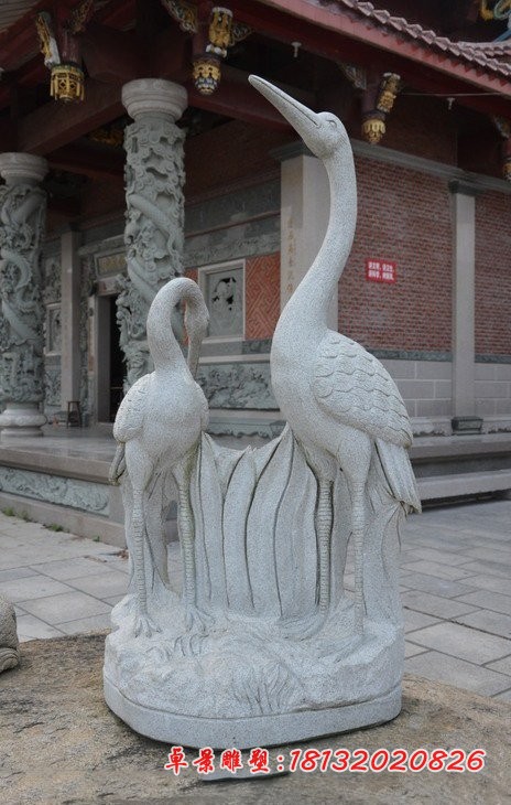 大理石仙鹤石雕 动物石雕 公园景观石雕 