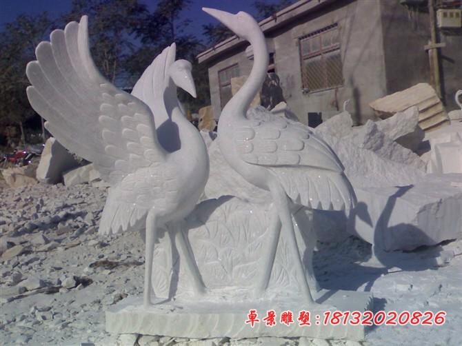 大理石仙鹤石雕 动物石雕 公园景观石雕 