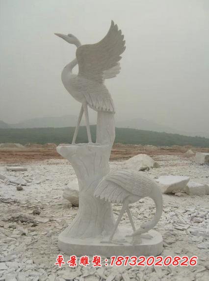 大理石仙鹤石雕 动物石雕 公园景观石雕 