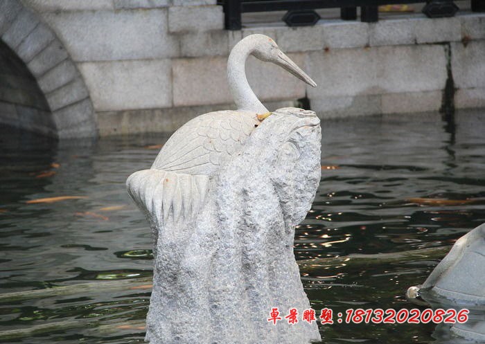 大理石仙鹤石雕 动物石雕 公园景观石雕 