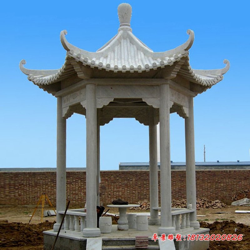 公园石雕亭子，大理石凉亭