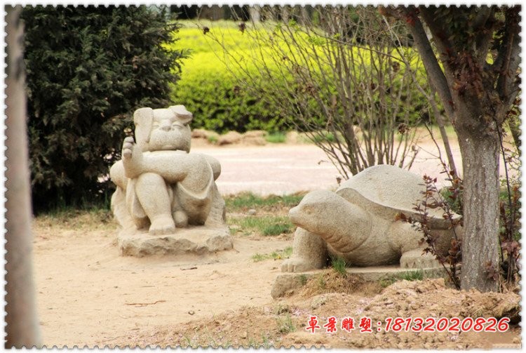 龟兔赛跑石雕 寓言故事石雕  公园景观石雕