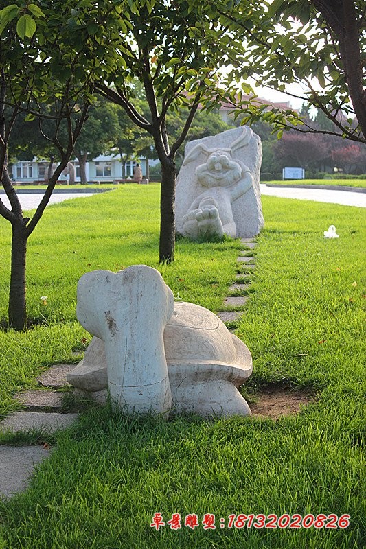 龟兔赛跑石雕公园景观石雕