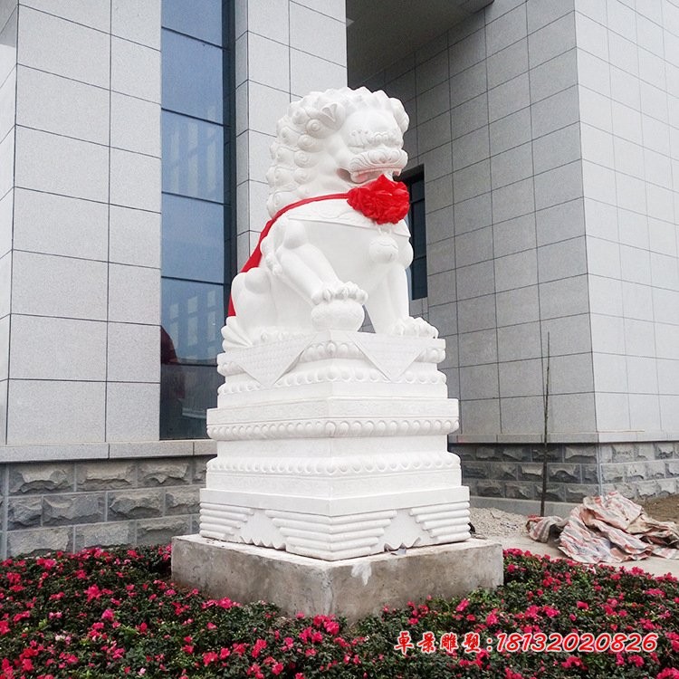 汉白玉北京狮石雕，石狮子雕塑 (2)