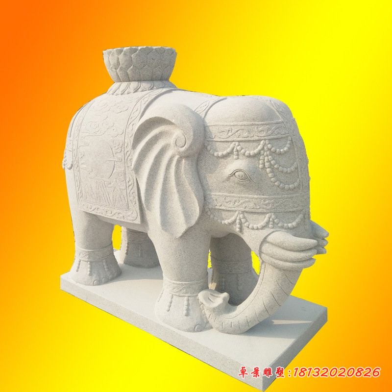 汉白玉大象，寺庙石雕大象