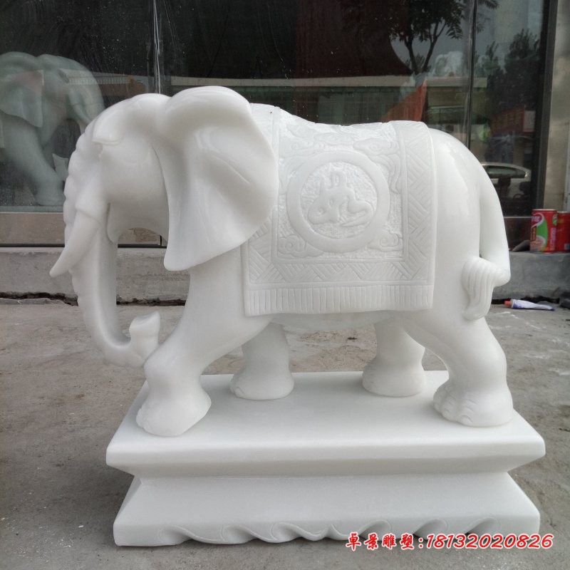 汉白玉大象摆件，招财大象石雕 (5)