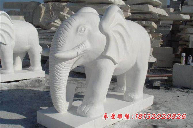汉白玉大象石雕 动物石雕 公园景观石雕