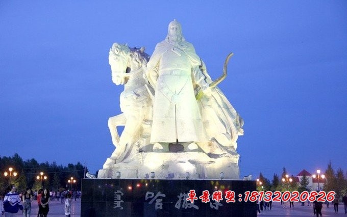 汉白玉哈撒尔石雕，广场古代名人石雕