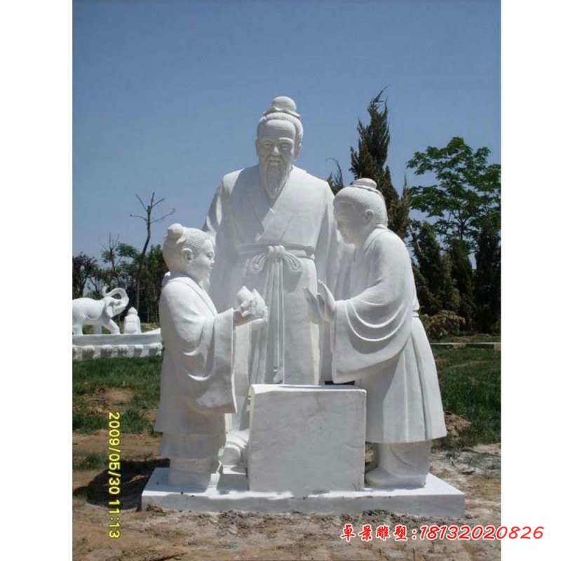 汉白玉孔融让梨石雕，校园人物石雕
