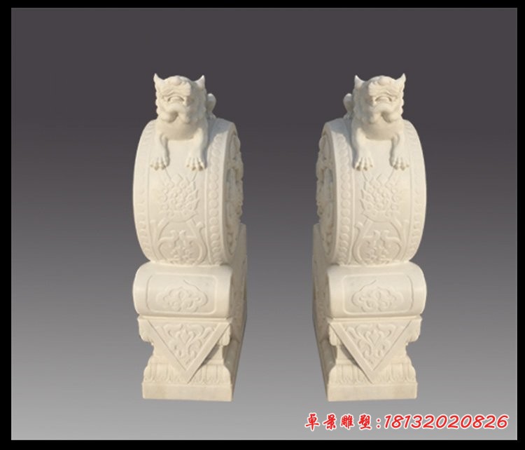 汉白玉门墩，狮子抱鼓石