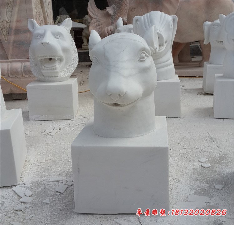 汉白玉十二生肖兽首公园动物石雕