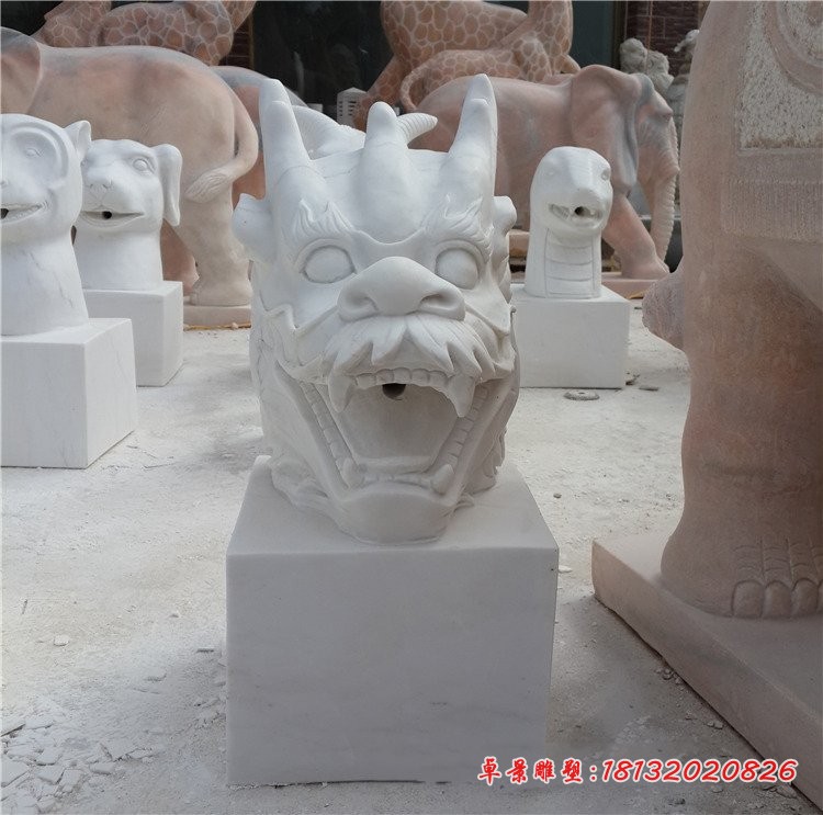 汉白玉十二生肖兽首公园动物石雕
