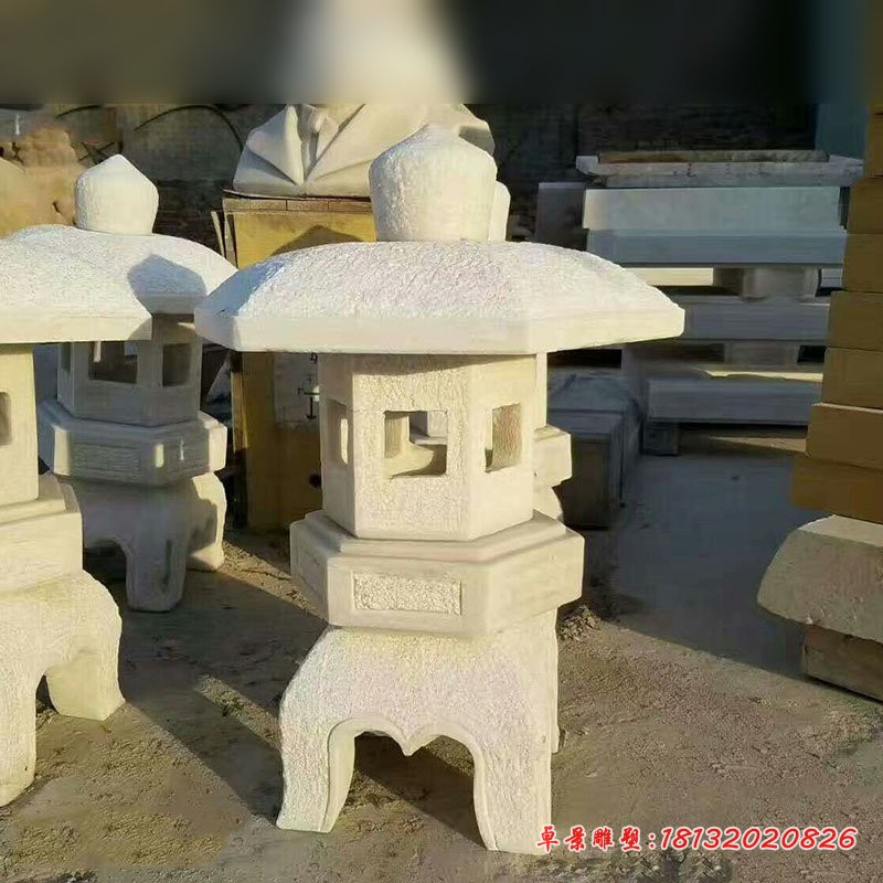 汉白玉石灯，小型石灯雕塑