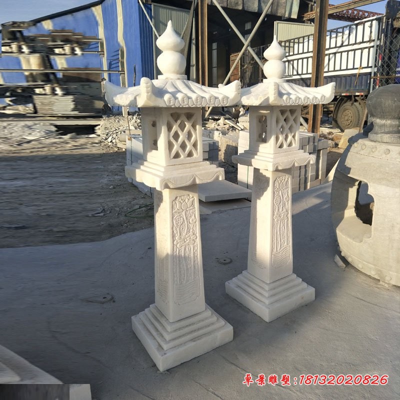汉白玉石灯，园林景观石雕 