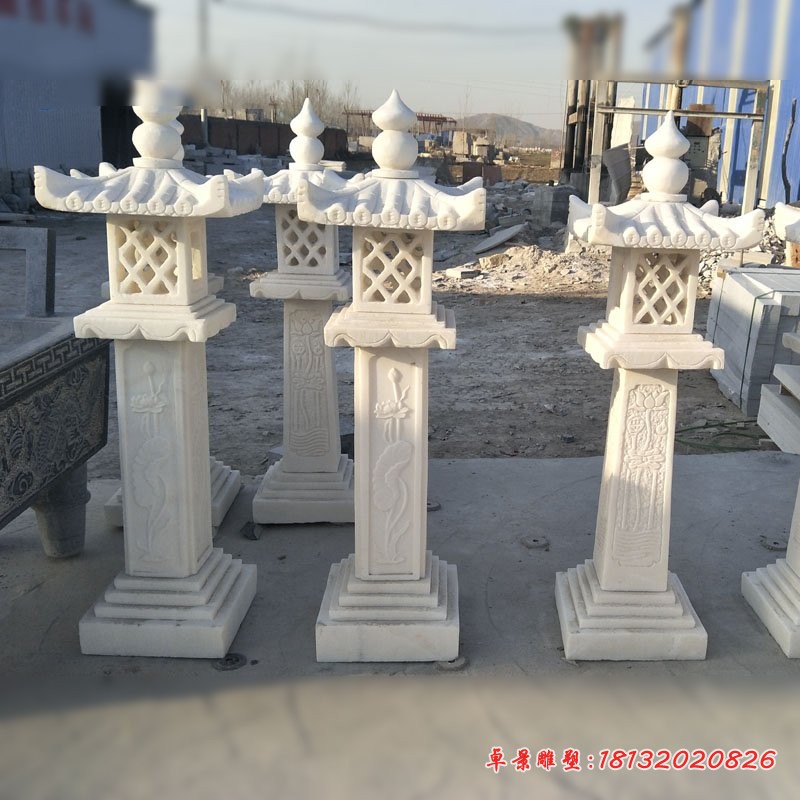 汉白玉石灯，园林景观石雕