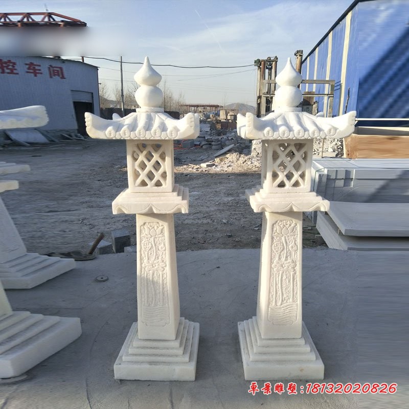 汉白玉石灯，园林景观石雕 