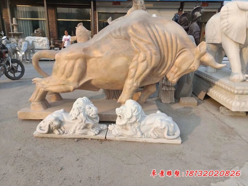 开荒牛石雕，大理石牛雕塑