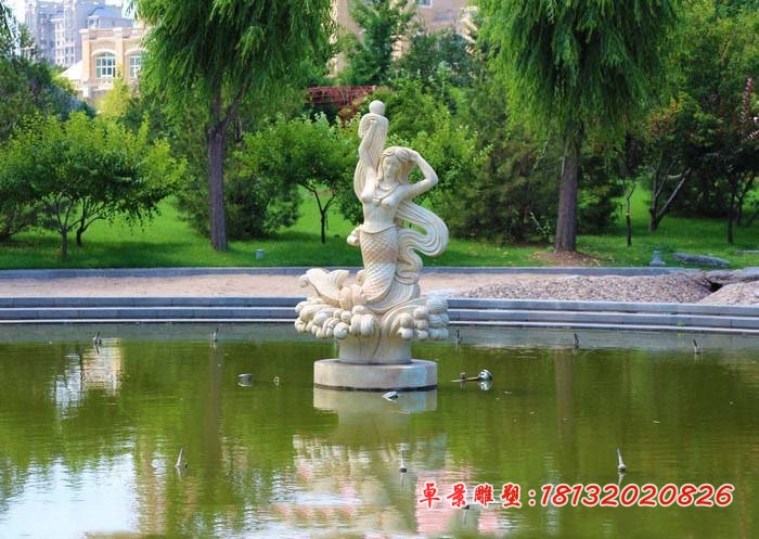 美人鱼和海浪石雕  园林景观石雕