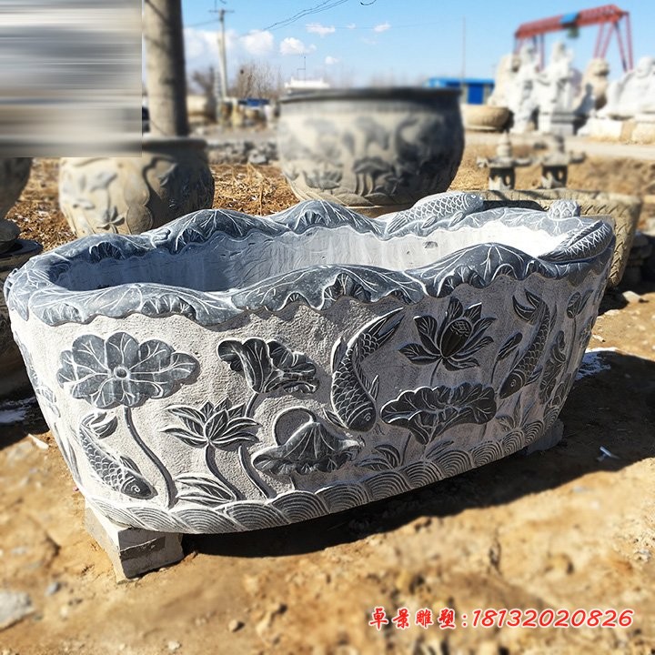 青石水缸，石鱼缸 (2)