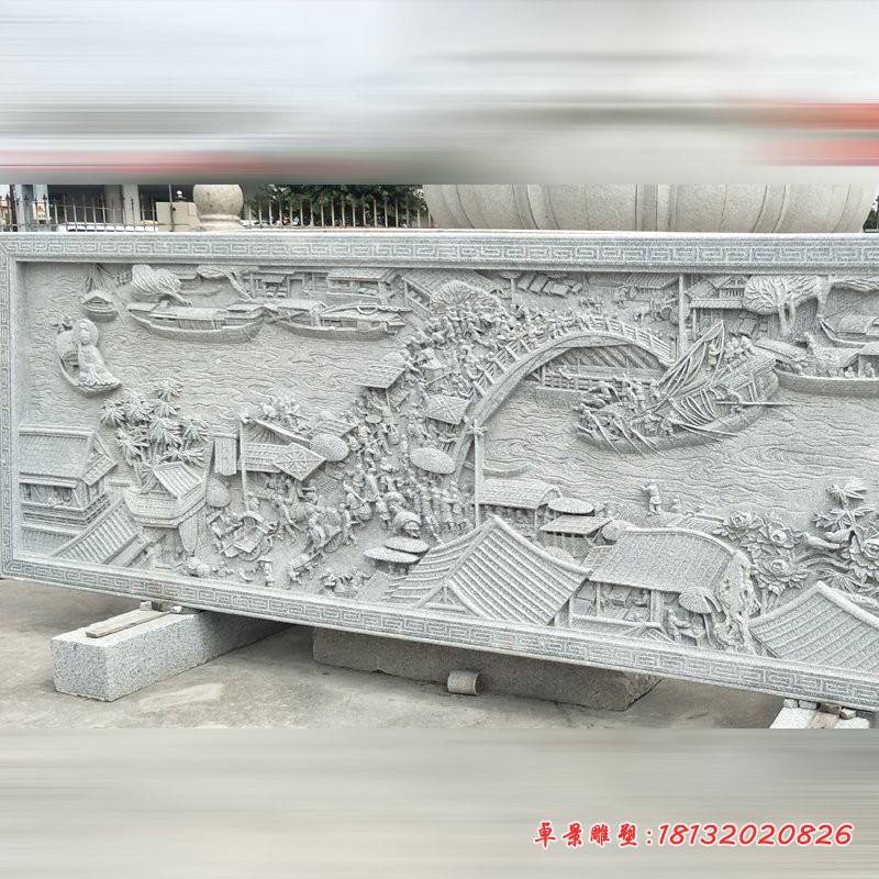 清明上河图浮雕，壁画石浮雕