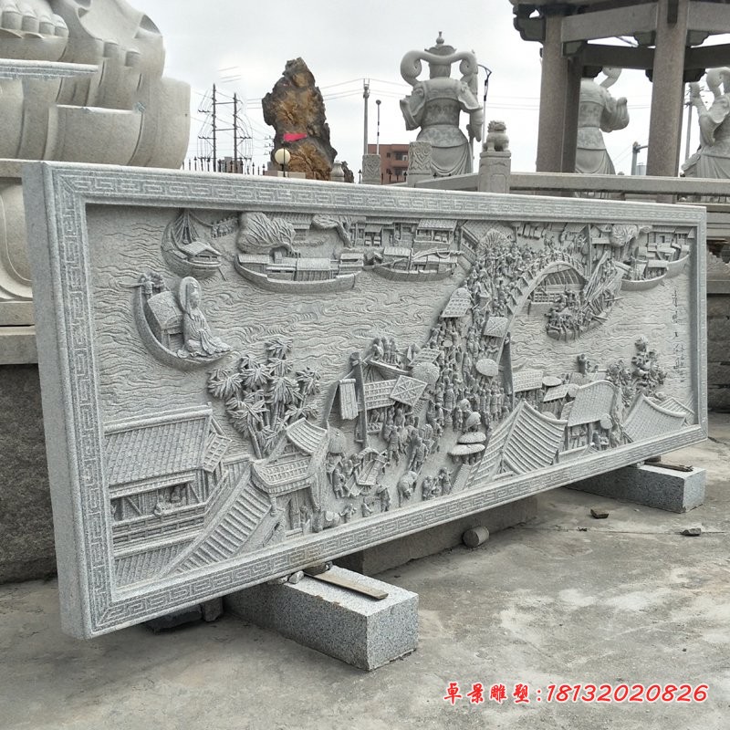 清明上河图浮雕，壁画石浮雕 