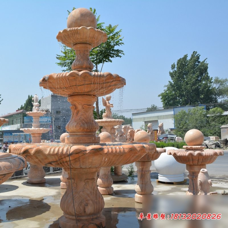 三层风水球石雕，园林景观石雕