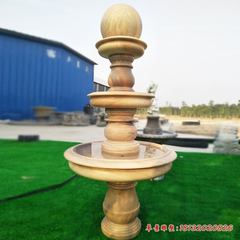 三层风水球喷泉，景观石雕 (2)