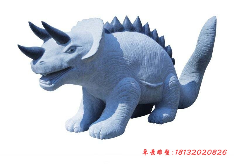 三角龙石雕，公园动物石雕