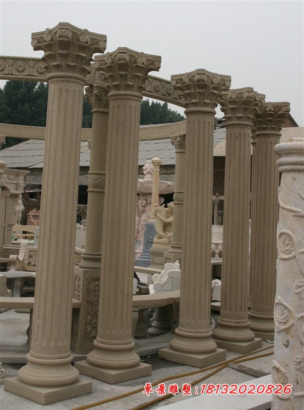 砂岩罗马柱，欧式石雕柱子 