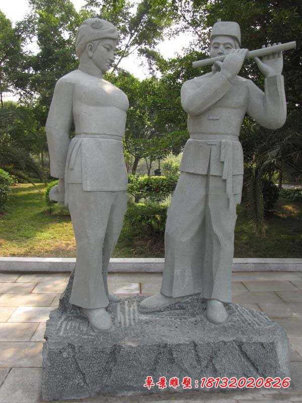 少数民族情侣石雕  大理石人物雕塑