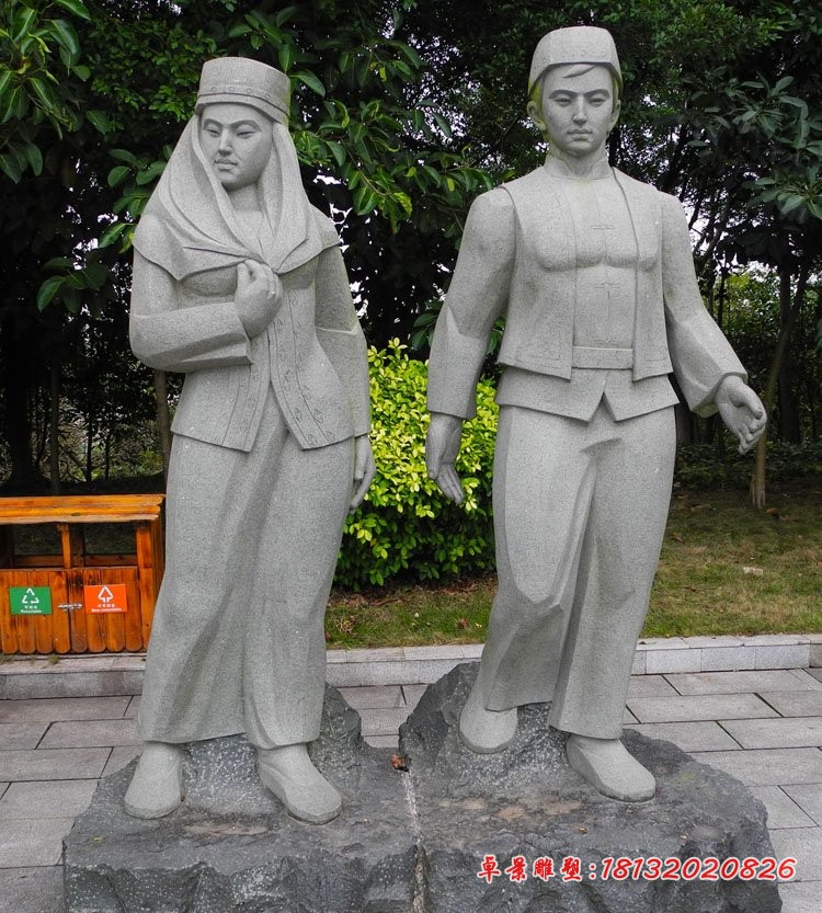 少数民族情侣石雕  大理石人物雕塑 (4)