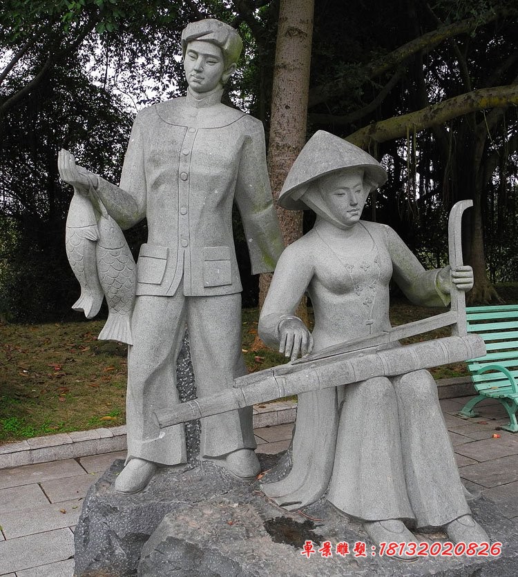 少数民族情侣石雕  大理石人物雕塑 (6)