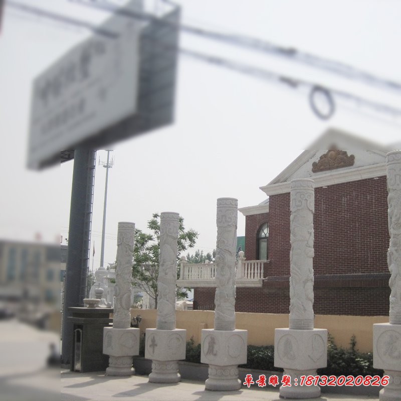 十二生肖柱子，广场石雕柱子 