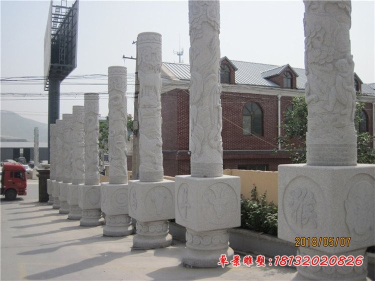 十二生肖柱子，广场石雕柱子 