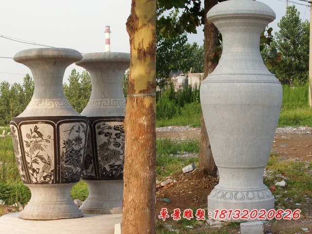 石雕花盆，园林景观石雕